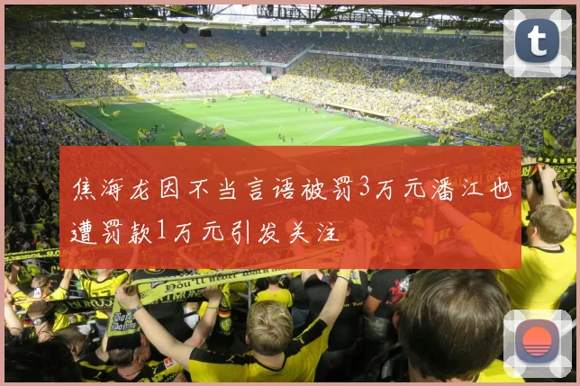 焦海龙因不当言语被罚3万元潘江也遭罚款1万元引发关注